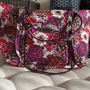 Vera Bradley Quilted Floral Tote in Pink, Purple & Brown